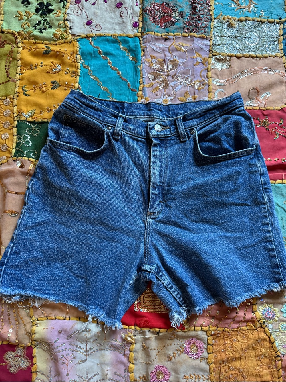 Classic High-Rise Blue Denim Shorts